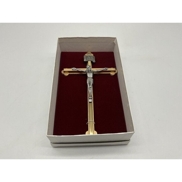 Gold Tone and Pewter 8 Inch NIB Crucifix Christian Religious Wall Hanging Cross - Picture 13 of 13